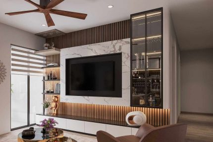 Tủ trang trí tivi PK18.4 180x140 - Gỗ kết hợp Trắng