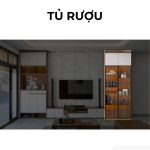 Tủ rượu cánh Gỗ kết hợp Khung nhôm Kính màu PK19.4 110x270 - Gỗ kết hợp Trắng