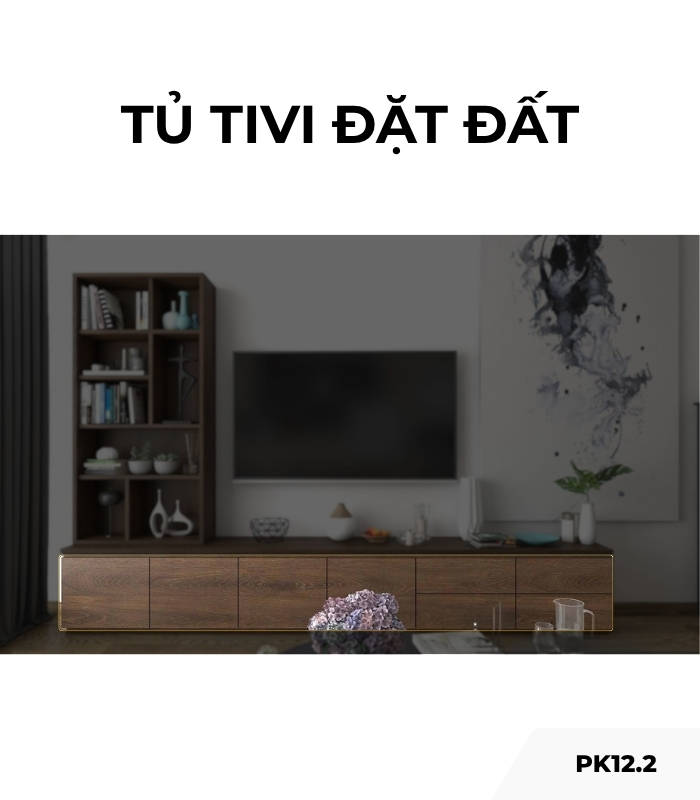 Tủ trang trí gỗ PK12.3 70x150 - Gỗ đậm