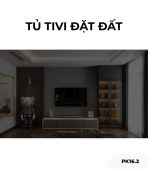 Tủ tivi đặt đất PK16.2 240x50 - Gỗ kết hợp Ghi đậm