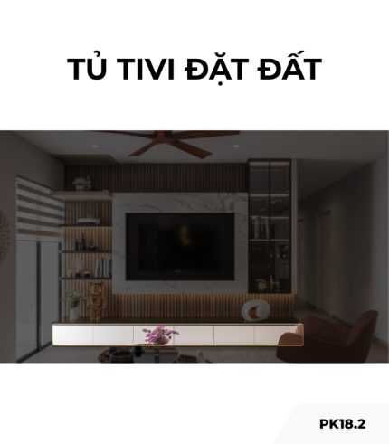Tủ tivi đặt đất PK18.2 70x220 - Gỗ kết hợp Trắng