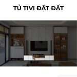 Tủ tivi đặt đất PK19.2 240x50 - Gỗ kết hợp Trắng