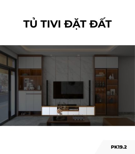 Tủ tivi đặt đất PK19.2 240x50 - Gỗ kết hợp Trắng