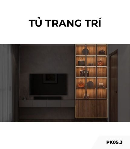 Tủ trang trí cánh Gỗ kết hợp Khung nhôm Kính màu PK05.3