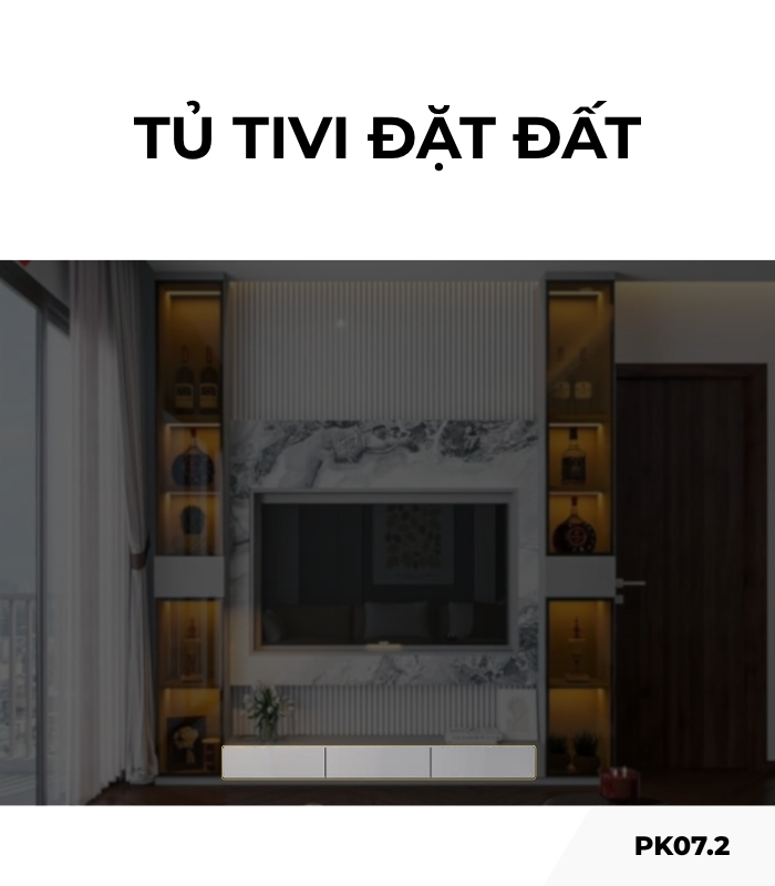 Tủ tivi đặt đất PK07.2 300x25 - Ghi nhạt