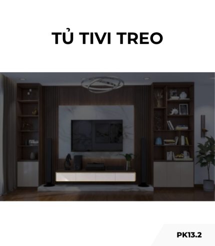 Tủ tivi treo PK13.2 240x25 - Gỗ kết hợp Be nhạt