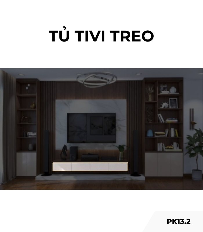 Tủ tivi treo PK13.2 240x25 - Gỗ kết hợp Be nhạt