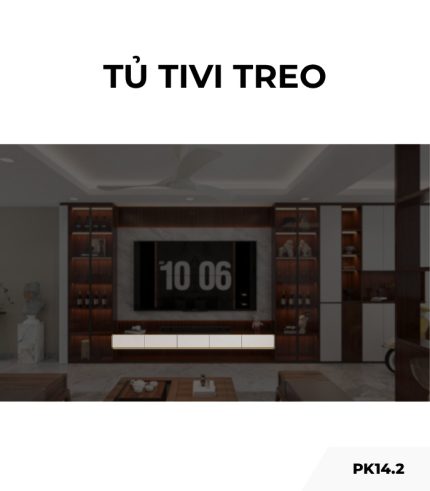 Tủ tivi treo PK14.2 290x25 - Gỗ kết hợp Trắng