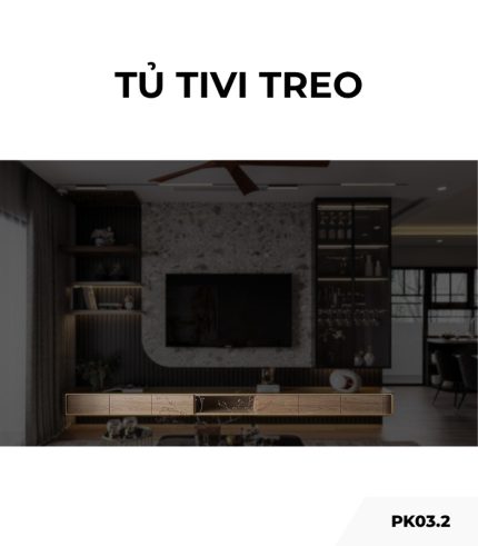 Tủ tivi treo PK03.2 370x25 - Gỗ