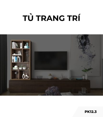 Tủ trang trí gỗ PK12.3 70x150 - Gỗ đậm