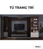 Tủ trang trí gỗ PK13.4 90x260 - Gỗ kết hợp Be nhạt