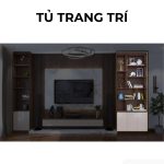 Tủ trang trí gỗ PK13.4 90x260 - Gỗ kết hợp Be nhạt