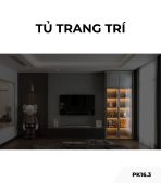 Tủ trang trí cánh Gỗ kết hợp Khung nhôm Kính màu PK16.3 100x270 - Ghi đậm