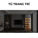 Tủ trang trí cánh Gỗ kết hợp Khung nhôm Kính màu PK16.3 100x270 - Ghi đậm