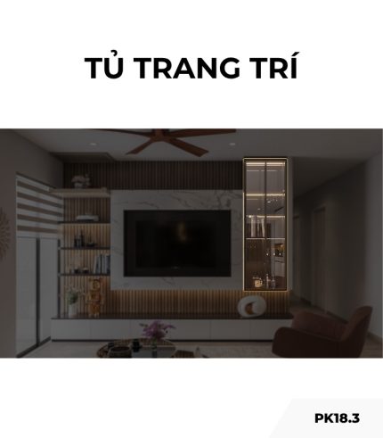 Tủ trang trí cánh Khung nhôm Kính màu PK18.3 70x220 - Gỗ