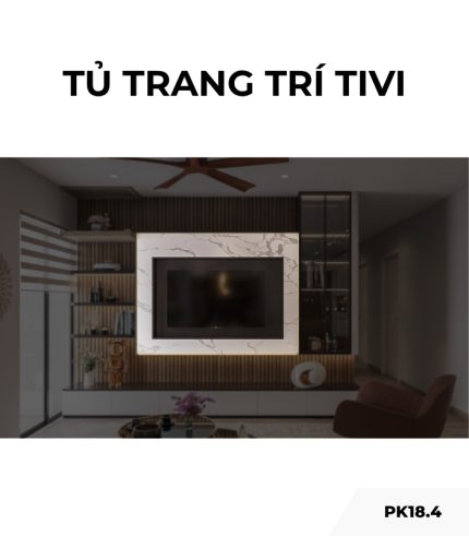 Tủ trang trí tivi PK18.4 180x140 - Gỗ kết hợp Trắng