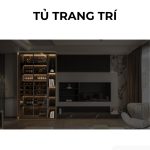 Tủ trang trí cánh Khung nhôm Kính màu PK01.4