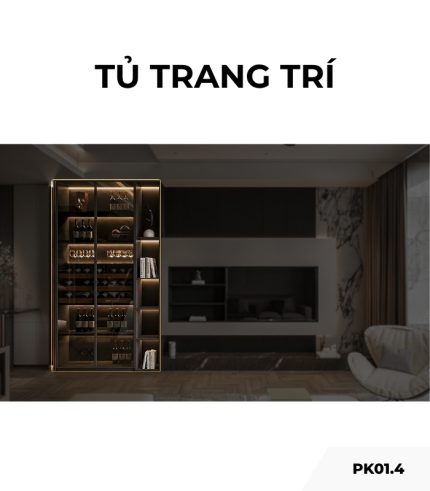 Tủ trang trí cánh Khung nhôm Kính màu PK01.4