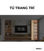 Tủ trang trí cánh Gỗ kết hợp Khung nhôm Kính màu PK02.3 85x260 - Gỗ