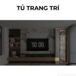 Tủ trang trí cánh Gỗ kết hợp Khung nhôm Kính màu PK02.6