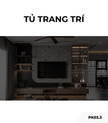 Tủ trang trí cánh Khung nhôm Kính màu PK03.3