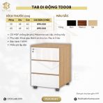 Tab Di Động 3 Ngăn TDD08.2 35x48x60 - Vân gỗ nhạt