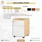 Tab Di Động 2 Ngăn TDD09.4 35x48x60 - Vân gỗ đậm + Trắng