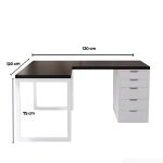 Bàn làm việc IKEA Chữ L 1 Tủ LBV88.01 120x120 - Trắng + Đen