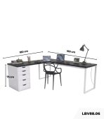 Bàn làm việc IKEA Chữ L 1 Tủ LBV88.06 180x160 - Trắng + Đen