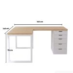 Bàn làm việc IKEA Chữ L 1 Tủ LBV88.09 140x140 - Trắng + Vân gỗ