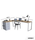 Bàn làm việc IKEA Chữ L 1 Tủ LBV88.11 180x140 - Trắng + Vân gỗ