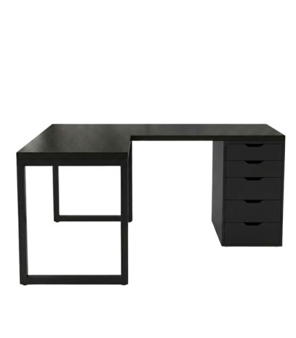 Bàn làm việc IKEA Chữ L 1 Tủ LBV88.13 120x120 - Đen