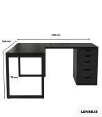 Bàn làm việc IKEA Chữ L 1 Tủ LBV88.15 140x140 - Đen