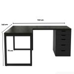 Bàn làm việc IKEA Chữ L 1 Tủ LBV88.15 140x140 - Đen