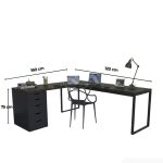 Bàn làm việc IKEA Chữ L 1 Tủ LBV88.16 160x120 - Đen