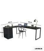 Bàn làm việc IKEA Chữ L 1 Tủ LBV88.18 180x160 - Đen