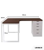 Bàn làm việc IKEA Chữ L 1 Tủ LBV88.19 120x120 - Trắng + Vân gỗ đậm