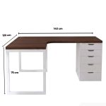 Bàn làm việc IKEA Chữ L 1 Tủ LBV88.20 140x120 - Trắng + Vân gỗ đậm