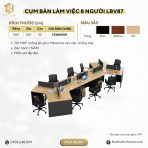 Cụm bàn làm việc 8 người LBV87.2 504x220 - Vân gỗ nhạt kết hợp Ghi - Ảnh 2