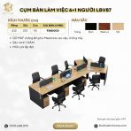 Cụm bàn làm việc 6+1 người LBV87.3 432x220 - Vân gỗ nhạt kết hợp Ghi - Ảnh 2