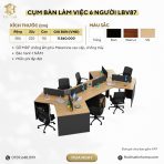 Cụm bàn làm việc 6 người LBV87.4 384x220 - Vân gỗ nhạt kết hợp Ghi