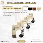 Cụm bàn làm việc 6 người LBV86.2 594x185 - Vân gỗ nhạt kết hợp Trắng - Ảnh 6