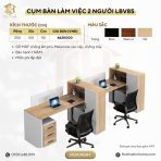 Cụm bàn làm việc 2 người LBV85.4 300x100 - Vân gỗ nhạt kết hợp Trắng