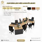 Cụm bàn làm việc 6 người LBV87.4 384x220 - Vân gỗ nhạt kết hợp Ghi