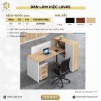 Bàn làm việc LBV85.6 150x100 - Vân gỗ nhạt kết hợp Trắng