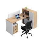 Bàn làm việc LBV85.6 150x100 - Vân gỗ nhạt kết hợp Trắng