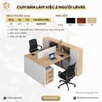 Cụm bàn làm việc 2 người LBV85.5 150x200 - Vân gỗ nhạt kết hợp Trắng - Ảnh 3