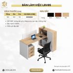 Bàn làm việc LBV85.6 150x100 - Vân gỗ nhạt kết hợp Trắng