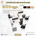 Cụm bàn làm việc 3 người LBV86.4 339x170 - Trắng