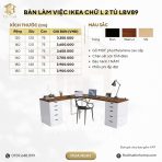 Bàn làm việc IKEA Chữ L 2 Tủ LBV89.01 120x120 - Trắng + Đen